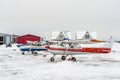 Small sport planes parked in a small airport Royalty Free Stock Photo