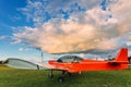 A small sports aircraft parked at the airfield Royalty Free Stock Photo