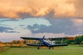 A small sports aircraft parked at the airfield Royalty Free Stock Photo