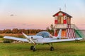 A small sports aircraft parked at the airfield Royalty Free Stock Photo