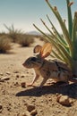 Alert Desert Rodent: A Merriam\'s Kangaroo Rat Foraging in the Arid Landscape Royalty Free Stock Photo