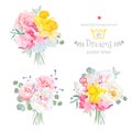 Small spring bouquets vector design set Royalty Free Stock Photo