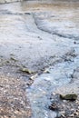 Spring stream flowing from drained muddy pond Royalty Free Stock Photo