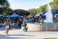 Armenia, Yerevan, September 2021. Fountain in front of the entrance to the Vernissage souvenir market.