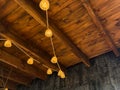 A small square light installed on the wooden ceiling of a Japanese-style room Royalty Free Stock Photo
