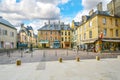 The small square outside the entrance to the Bayeux Cathedral in Normandy France