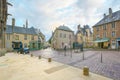 The small square outside the front entrance to the Bayeux Cathedral in Normandy France