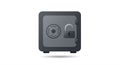 Small, square-shaped gray safe depicted with a circular combination dial and a small Royalty Free Stock Photo