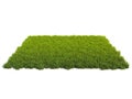 Small square surface covered with grass, grass podium, lawn background 3d rendering
