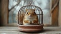 A small squirrel is trapped in a cage Royalty Free Stock Photo