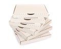 Stack of plain white pizza boxes, isolated Royalty Free Stock Photo