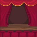 Small stage for comic monologues and magician performance