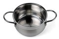 Small stainless steel cooking pot.