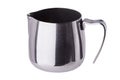 Small Stainless Steel Milk Pitcher/Jug. Foaming Jug. Latte art for barista. Royalty Free Stock Photo