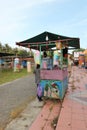 A small stall selling cotton candy snacks in a city park Royalty Free Stock Photo