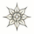 Medieval Era Shuriken: Graphic Black Lineart On White Background