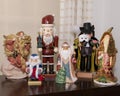 6 small statues of Christmas figures Royalty Free Stock Photo