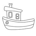 Small steam boat. Hand drawn vector illustration in doodle style