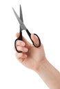 Small steel scissors in hand