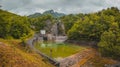 Small but steep dam for hydroelectric plant in Moste, Slovenia. View of the hidroelectric dam from below, looking up towards the Royalty Free Stock Photo