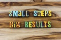 Small steps create big results plan ahead perform accomplish success result Royalty Free Stock Photo