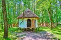 The small stilt house of healer in forest, Pereiaslav Scansen, Ukraine