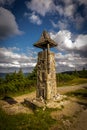 Small stone belfry on the of the hill Serak in Jeseniky Royalty Free Stock Photo