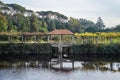 Small stone bridge over river to vineyard winery wine plants douro region Royalty Free Stock Photo