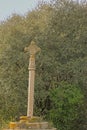 Stone cross in nature in the Spanish mountains Royalty Free Stock Photo