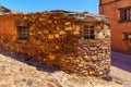 Small stone house in old town in Spain. Madriguera Segovia. Europe Royalty Free Stock Photo