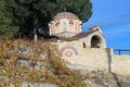 Small stone orthodox church on the hill in the countryside Royalty Free Stock Photo