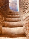 Small stone steps inside military castle in Granada