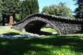 Small Stone viaduct bridge in a local park across small river in Santa Rosa, California