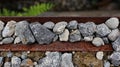 Small stones stuck in rust iron, images suitable for the background, Royalty Free Stock Photo