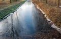 Small stream covered with a thin layer of ice Royalty Free Stock Photo