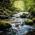 Small stream flowing through a forest