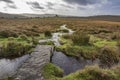 Small stream flowing towards Vixen Tor in Dartmoor Royalty Free Stock Photo