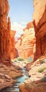 Cartoony Desert Canyon Painting Inspired By Dalhart Windberg