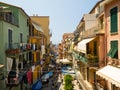 Small street of beautiful Riomaggiore village in the Cinque Terre