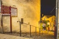 Small street of the French town of Saint Emilion by night Royalty Free Stock Photo