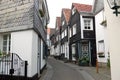 On a small street with historical timber frame houses in old town of Germany