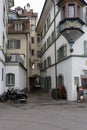 A small street between houses in Lucerne