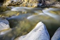 Small stretch of the Volturno river in early spring, Molise region, Italy