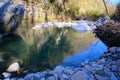 Small stretch of the Volturno river in early spring, Molise region, Italy Royalty Free Stock Photo