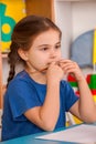 Small students children painting in art school class. Royalty Free Stock Photo