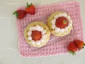 Small stuffed strawberry cakes Royalty Free Stock Photo