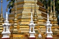 Small Stupas in Front of Large Golden Stupa, Thailand Royalty Free Stock Photo