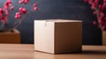 small, sturdy box with a minimalistic design, showcasing its ease of use and quick packing Royalty Free Stock Photo
