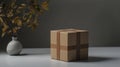 small, sturdy box with a minimalistic design, showcasing its ease of use and quick packing Royalty Free Stock Photo