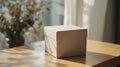 small, sturdy box with a minimalistic design, showcasing its ease of use and quick packing Royalty Free Stock Photo